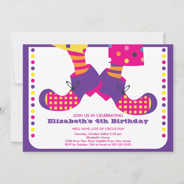 CUTE Circus Kids Birthday Party Invitation (Front)
