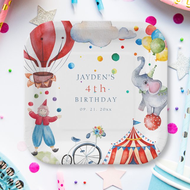 Cute Circus Kids Birthday Party Paper Plate (Creator Uploaded)