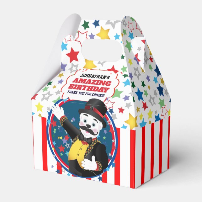 Cute Circus Ringmaster Cartoon Polar Bear Favour Box (Front Side)