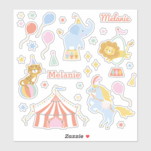 Cute Circus tent, animals and balloons