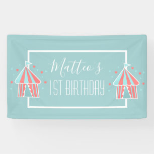 Cute Circus Tent First Birthday  Banner