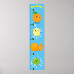 Cute citrus cartoon illustration growth chart