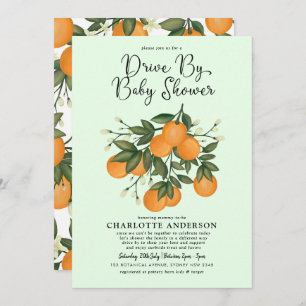 Cute Citrus Drive By Baby Shower Orange Quarantine Invitation