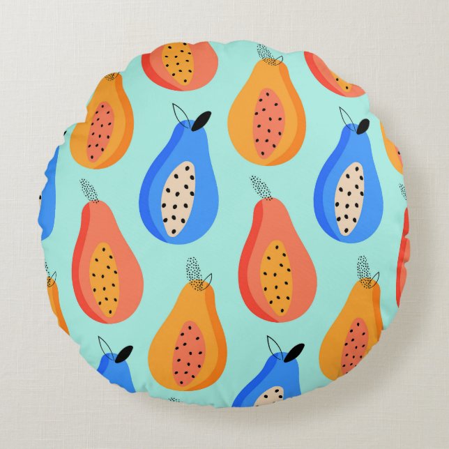 Cute Citrus Fruits Summer Vintage Round Cushion (Front)