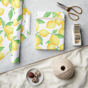 Cute Citrus Lemon Print Wrapping Paper