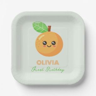 Cute Citrus Orange 1st Birthday Paper Plates