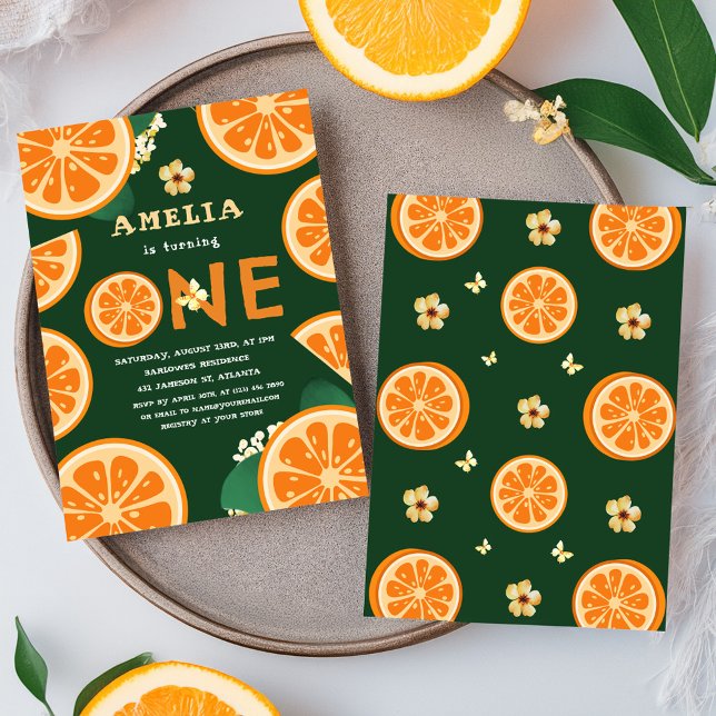 Cute Citrus Orange Baby First Birthday Invitation (Cute Citrus Orange Baby First Birthday Invitation)
