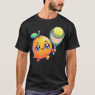 Cute Citrus Tennis Orange With Racket And T-Shirt