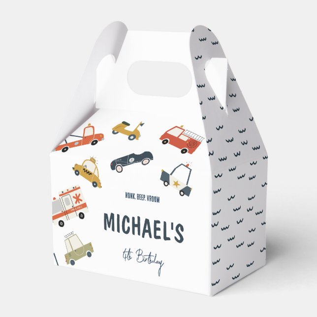 Cute City Cars Gable Favour Box (Front Side)