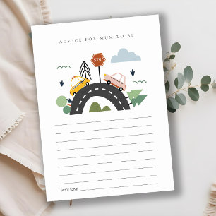 Cute City Urban Vehicle Advice For Mum Baby Shower Enclosure Card