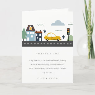 Cute City Urban Vehicle Cars Road Any Age Birthday Thank You Card
