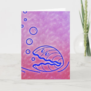 Cute Clam Shell Under the Sea Blue Purple Card