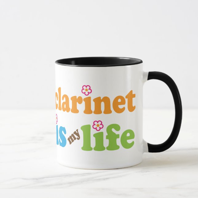 Cute Clarinet is Life Retro Flowers Mug (Right)