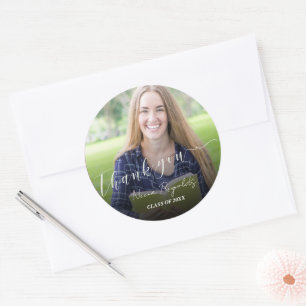 Cute Class of 2026 Photo Graduation Thank You Classic Round Sticker