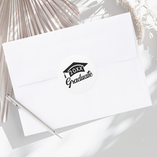 Cute Class of Black Graduation Cap Classic Round Sticker (Creator Uploaded)