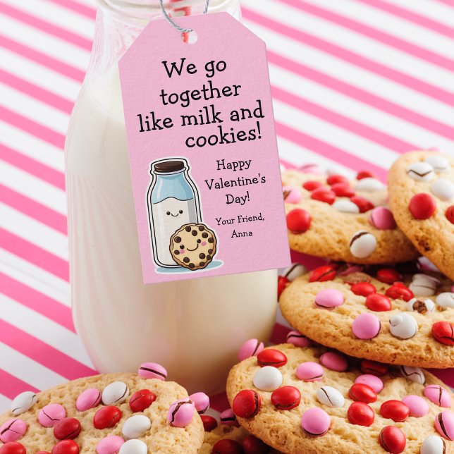 Cute Class Valentine "Milk and Cookies" Treat Tag (Creator Uploaded)