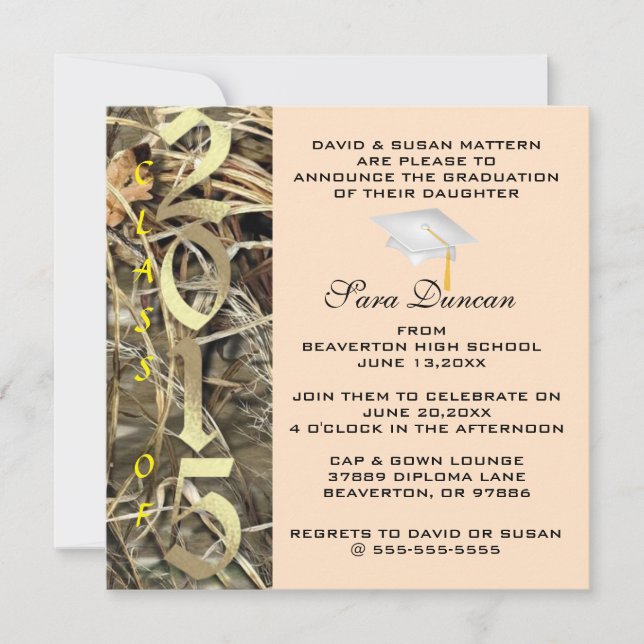 Cute Classic Camo Elegant 2015 Graduation Invites (Front)