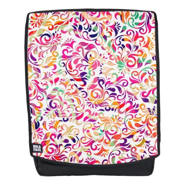 Cute classic colourful flowers pattern backpack (Front)
