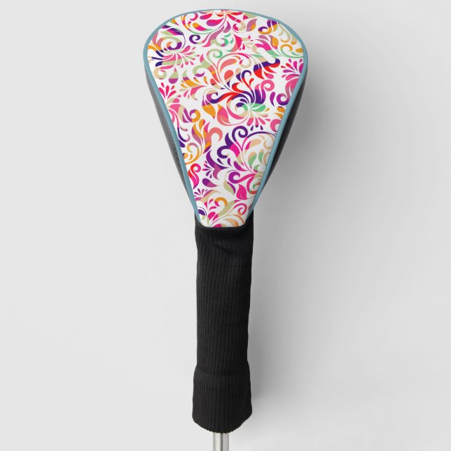 Cute classic colourful flowers pattern golf head cover (Front)
