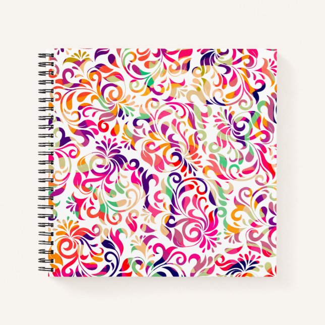 Cute classic colourful flowers pattern notebook (Front)