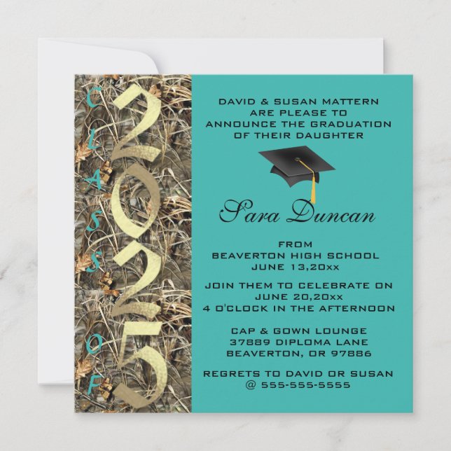 Cute Classic Country Camo 2025 Graduation Invite (Front)