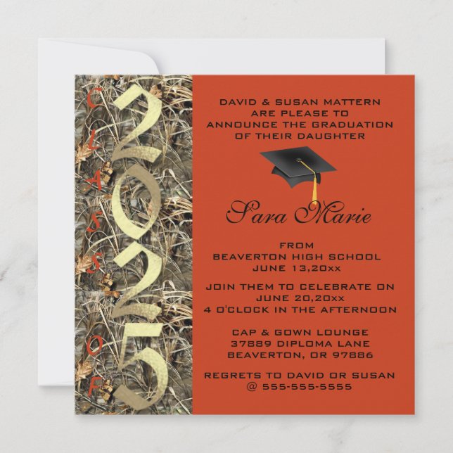 Cute Classic Country Camo 2025 Graduation Invite (Front)