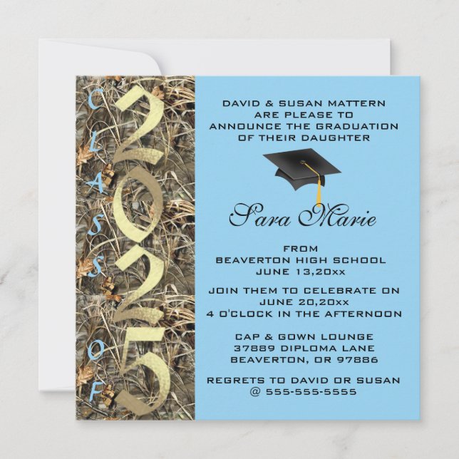 Cute Classic Country Camo 2025 Graduation Invite (Front)