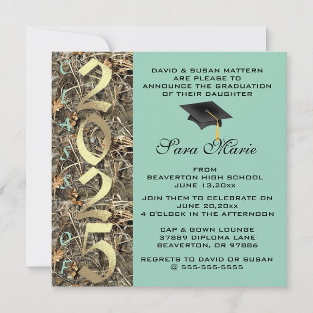 Cute Classic Country Camo 2025 Graduation Invite (Front)