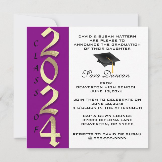 Cute Classic Elegant 2024 Graduation Invitation (Front)