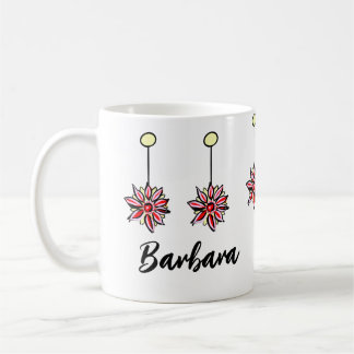 Cute Classic Flower Pattern Custom Text Coffee Mug