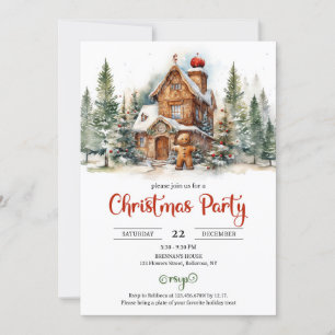 Cute Classic gingerbread house decorating party Invitation