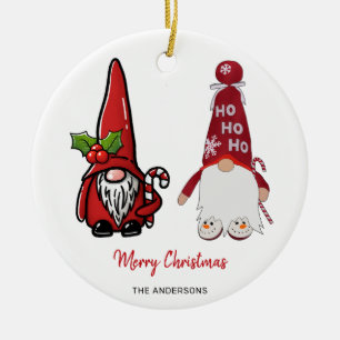 Cute Classic  Gnomes Custom Christmas Ceramic Tree Decoration
