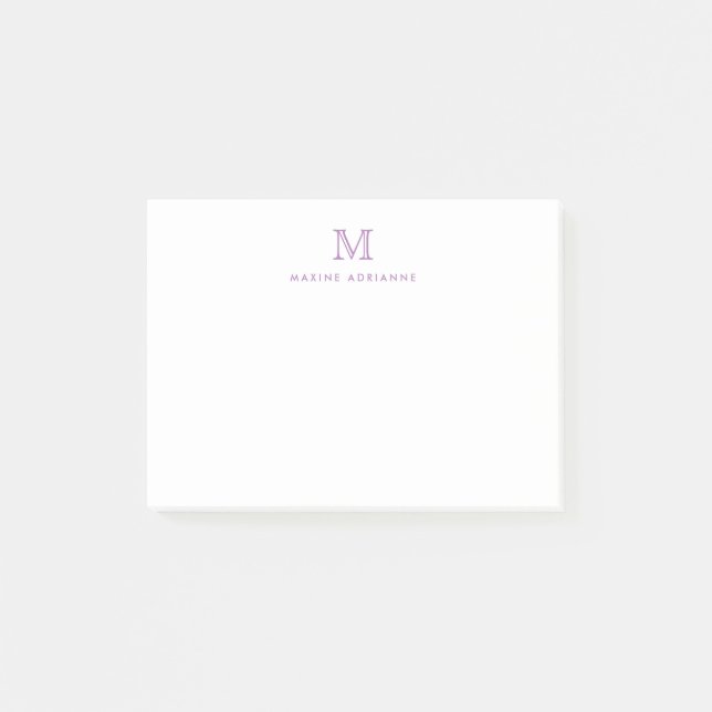 Cute Classic Modern Simple Purple Monogram Initial Post-it Notes (Front)