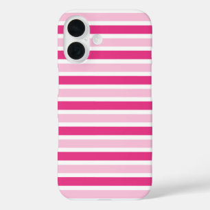 Cute Classic Pink and White Stripes iPhone 16 Case