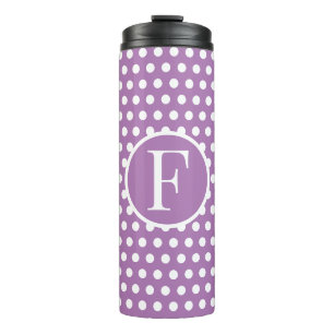 Cute Classic Purple Polka Dots initial letter Thermal Tumbler