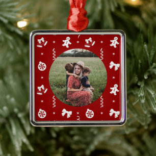Cute Classic Red & White Christmas Metal Tree Decoration