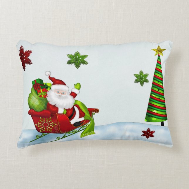 Cute Classic Santa Whimsey HOLIDAY DECOR RECTANGLE Decorative Cushion (Front)