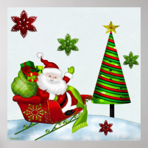 Cute Classic Santa Whimsey Poster