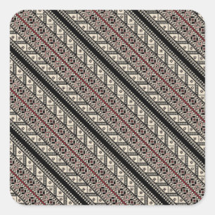 Cute classic ukrainian patterns design square sticker