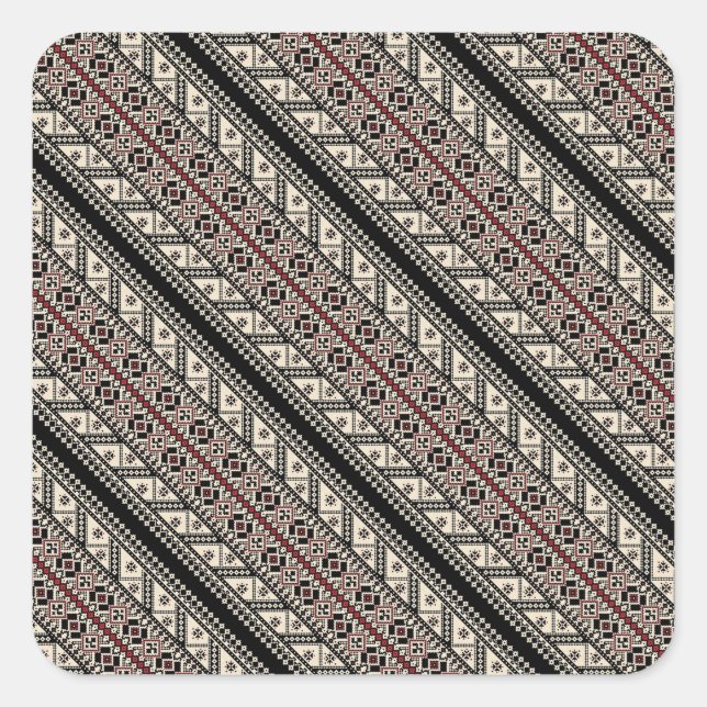 Cute classic ukrainian patterns design square sticker (Front)