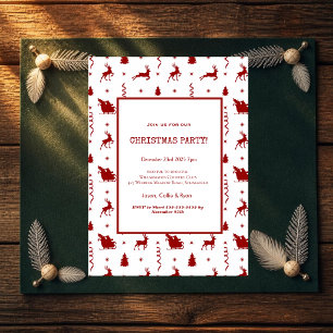 Cute Classic Vintage Red Reindeer Christmas Holiday Card