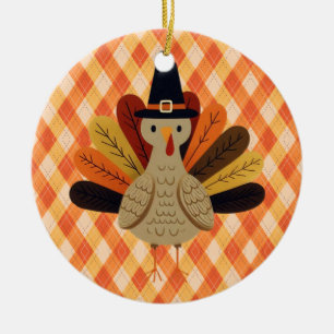 Cute, classic/vintage Thanksgiving Turkey Ceramic Tree Decoration