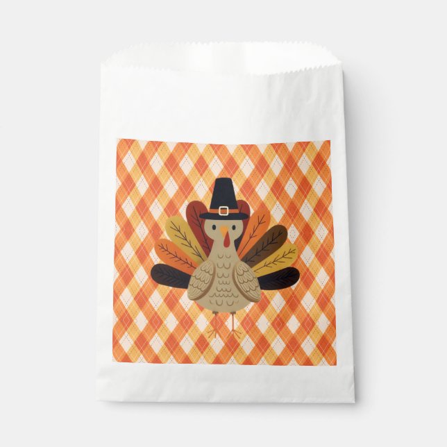 Cute, classic/vintage Thanksgiving Turkey Favour Bags (Front)