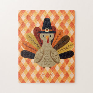 Cute, classic/vintage Thanksgiving Turkey Jigsaw Puzzle