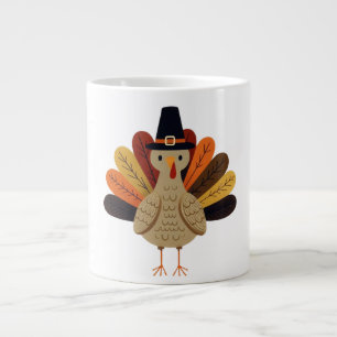 Cute, classic/vintage Thanksgiving Turkey Large Coffee Mug