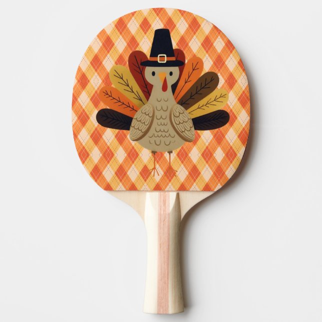 Cute, classic/vintage Thanksgiving Turkey Ping Pong Paddle (Front)