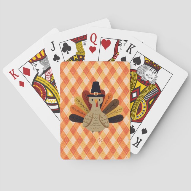 Cute, classic/vintage Thanksgiving Turkey Playing Cards (Back)