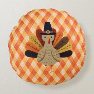 Cute, classic/vintage Thanksgiving Turkey Round Cushion