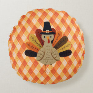 Cute, classic/vintage Thanksgiving Turkey Round Cushion