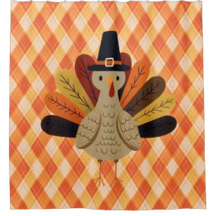Cute, classic/vintage Thanksgiving Turkey Shower Curtain